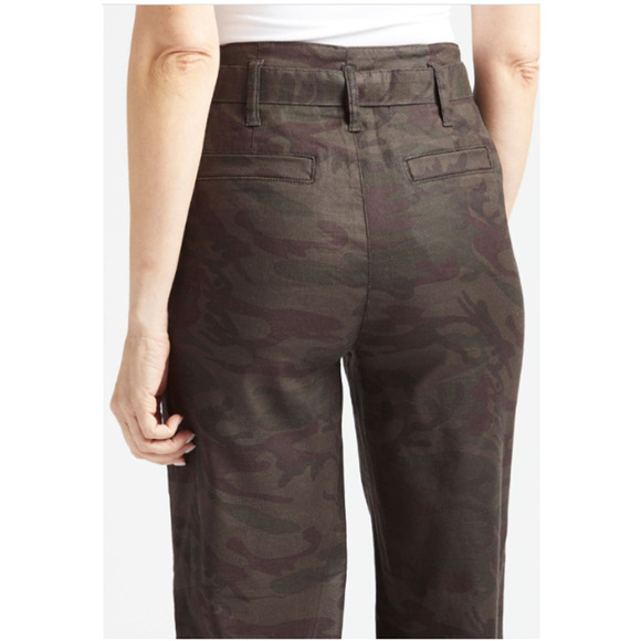 LEVEL99 NWT Bette Seamed Camo Tie Waist Straight Leg Linen Trouser Pants // 00 - Picture 13 of 13
